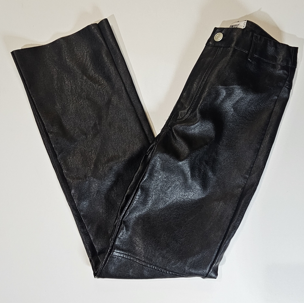 Princess Polly High Rise Faux Leather Pants Womens 2 Black